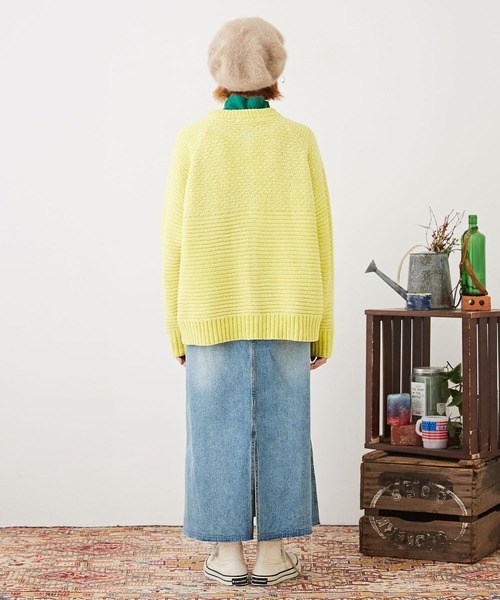 CUBE SUGAR(キューブシュガー)の「モール×ループヤーンニット切替カーディガン(カーディガン/ボレロ・レディース・ホワイト/オレンジ/イエロー/ブルー・M)」の12枚目の写真