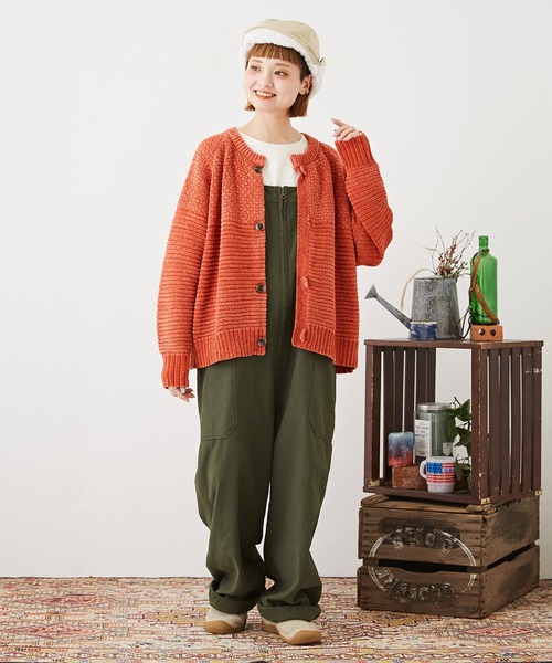 CUBE SUGAR(キューブシュガー)の「モール×ループヤーンニット切替カーディガン(カーディガン/ボレロ・レディース・ホワイト/オレンジ/イエロー/ブルー・M)」の13枚目の写真