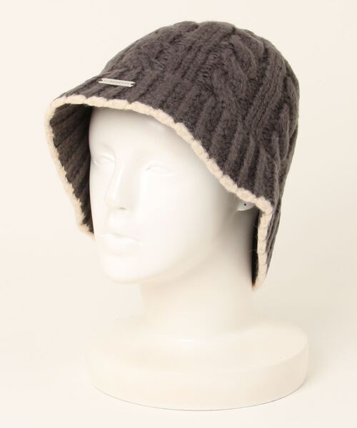 ANDGEEBEE（アンジービー）の「UNISEX ニットバケハ（ハット・レディース・アイボリー/チャコールグレー・FREE）」の13枚目の写真