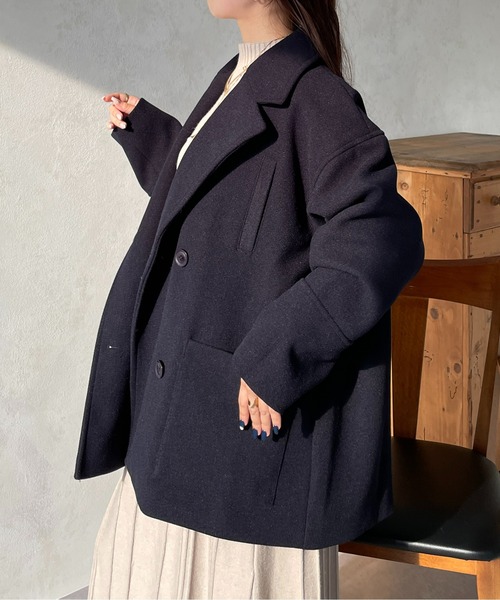 Vintage セットアップ ダブル テーラードジャケット ウール 紺 BC28 Thevon（ゼボン）の「フェイクウールダブルジャケット（テーラード