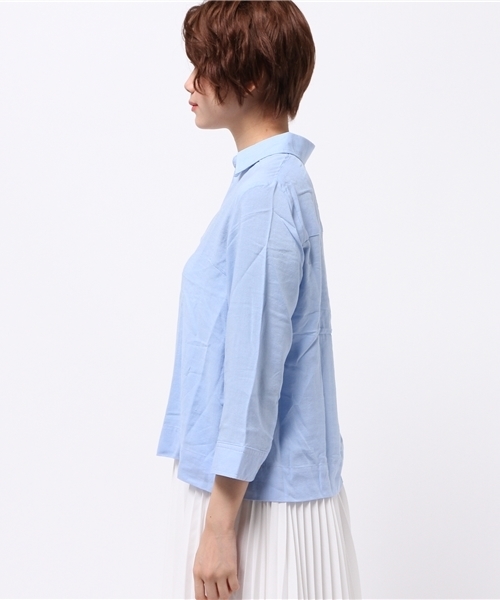 OUTLET（アウトレット）の「【CIAOPANIC TYPY】麻レーヨンスキッパーシャツ（シャツ/ブラウス・レディース・サックスブルー/イエロー/ピンク/ホワイト/ブルー・ONE）」の7枚目の写真