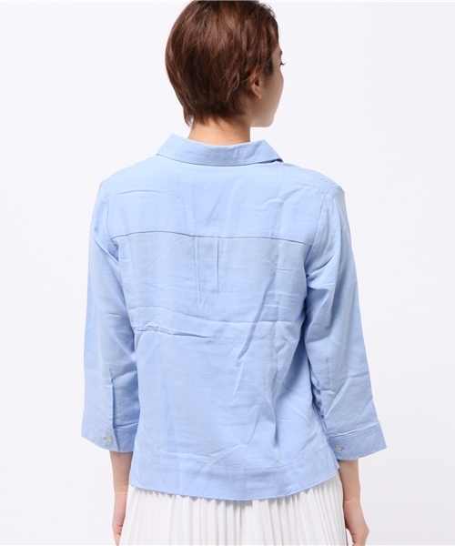 OUTLET（アウトレット）の「【CIAOPANIC TYPY】麻レーヨンスキッパーシャツ（シャツ/ブラウス・レディース・サックスブルー/イエロー/ピンク/ホワイト/ブルー・ONE）」の8枚目の写真