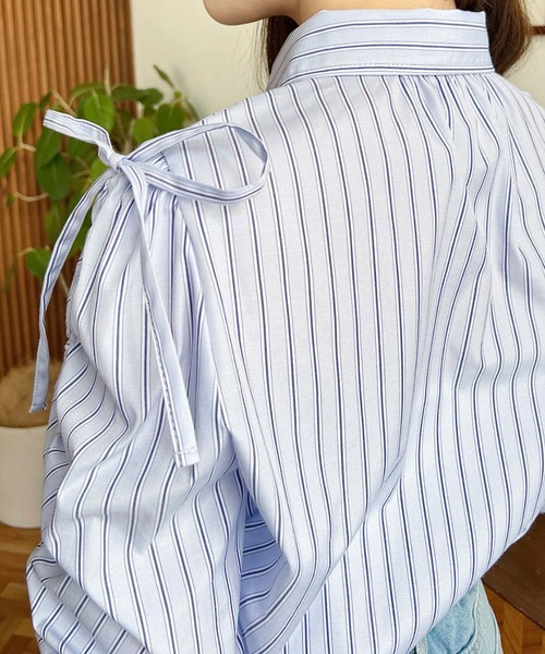 moment+(モーメントプラス)の「【累計販売枚数1万枚突破!】マルチストライプ袖シャーリングシャツブラウス(シャツ/ブラウス・レディース・サックスブルー/ピンク/イエロー・M/L)」の17枚目の写真