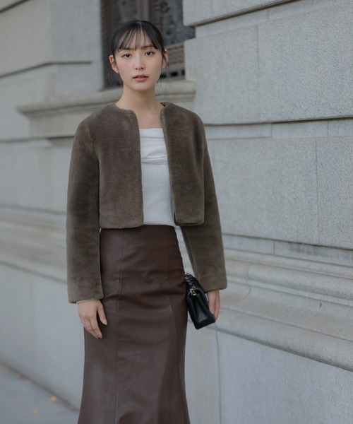 Leja（レジャ）の「【LEJA】ドレスに合うアウターノーカラークルー 