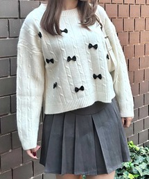 SPIGA | ﾘﾎﾞﾝﾓﾁｰﾌﾆｯﾄﾄｯﾌﾟｽ(ニット/セーター)