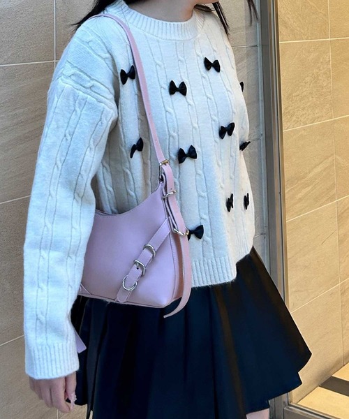 SPIGA（スピーガ）の「ﾘﾎﾞﾝﾓﾁｰﾌﾆｯﾄﾄｯﾌﾟｽ（ニット/セーター・レディース・ホワイト/ベージュ・FREE）」の19枚目の写真