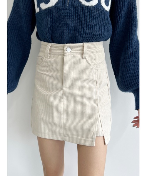 PHILLY（フィリー）の「【PHILLY】コーデュロイタイトミニスカート（スカート・レディース・アイボリー/ブラック・FREE）」の2枚目の写真