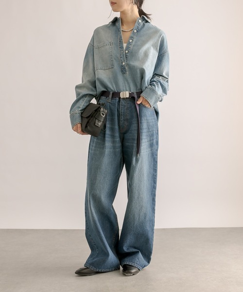 RIVE DROITE（リヴドロワ）の「MONN.:.(モン)/タックワイドデニム（デニムパンツ・レディース・ブルー・38/36）」の5枚目の写真