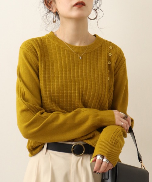 Chiaro(キアロ)の「chiaro ジャガードニット(ニット/セーター・レディース・レッド/ブラック/マスタード/ベージュ・40)」の3枚目の写真