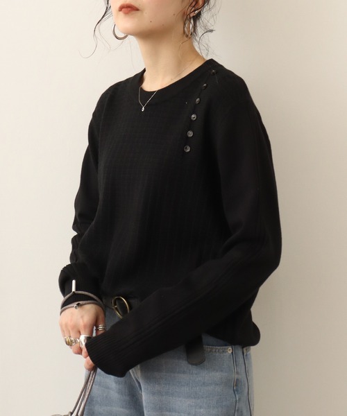 Chiaro(キアロ)の「chiaro ジャガードニット(ニット/セーター・レディース・レッド/ブラック/マスタード/ベージュ・40)」の2枚目の写真