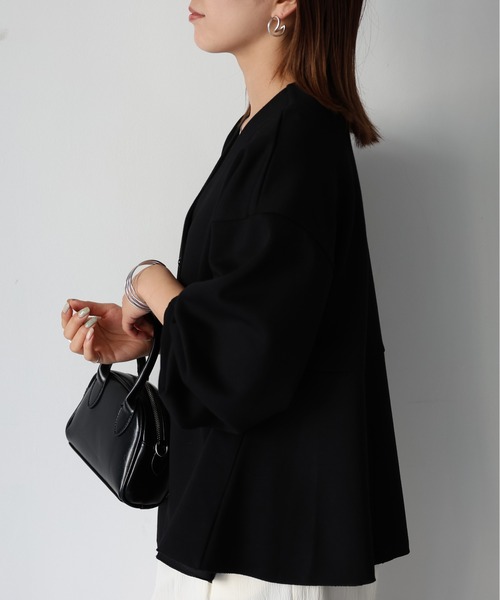 Riberry（リベリー）の「ダンボールペプラムカーディガン（カーディガン/ボレロ・レディース・ブラック/アイボリー・FREE）」の20枚目の写真