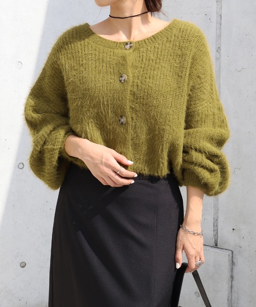 ショート丈フェザーヤーン2wayニットカーディガン（ニット/セーター