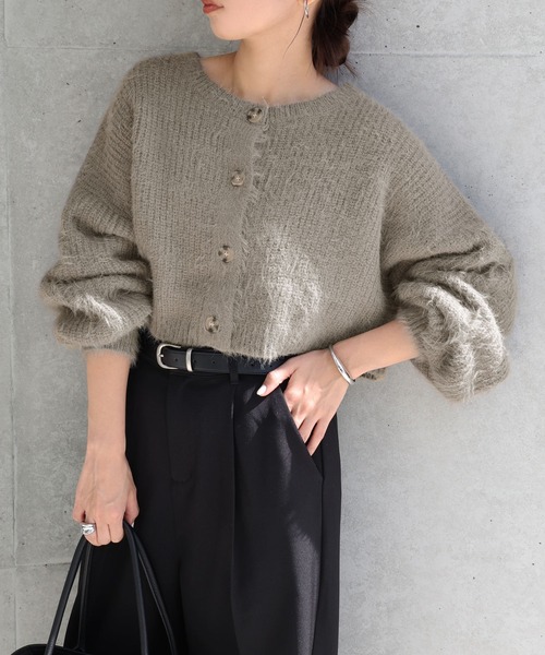 ショート丈フェザーヤーン2wayニットカーディガン（ニット/セーター