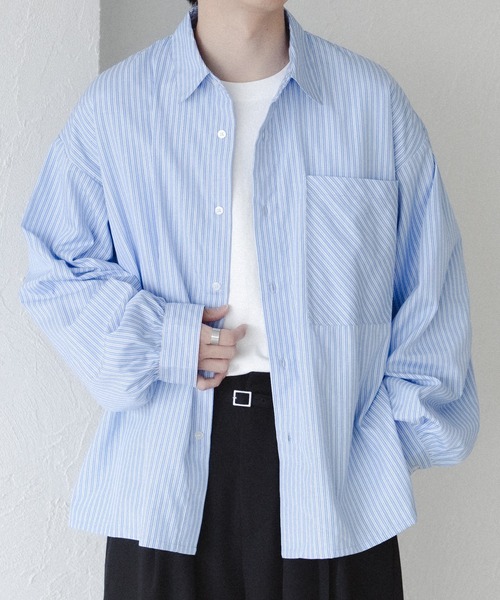 epnok(エプノック)の「アソートベーシックルーズシャツ(シャツ/ブラウス・メンズ・グレイッシュベージュ/ブラック/オフホワイト/サックスブルー/ホワイト系その他/ブルー/ダークグリーン/チャコールグレー/ブラック系その他/ブルー系その他/ダークグレー・SMALL/LARGE/MEDIUM)」の9枚目の写真