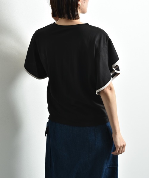 INTERPLANET（インタープラネット）の「【接触冷感】カノコ袖パイピングプルオーバー（Tシャツ/カットソー・レディース・ブラック/グレイッシュベージュ/オフホワイト・FREE）」の6枚目の写真