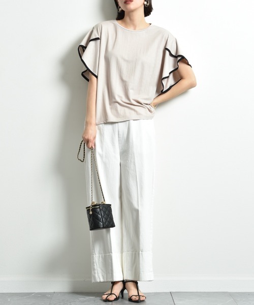 INTERPLANET（インタープラネット）の「【接触冷感】カノコ袖パイピングプルオーバー（Tシャツ/カットソー・レディース・ブラック/グレイッシュベージュ/オフホワイト・FREE）」の17枚目の写真