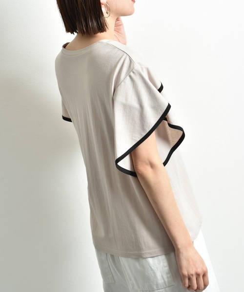 INTERPLANET（インタープラネット）の「【接触冷感】カノコ袖パイピングプルオーバー（Tシャツ/カットソー・レディース・ブラック/グレイッシュベージュ/オフホワイト・FREE）」の13枚目の写真