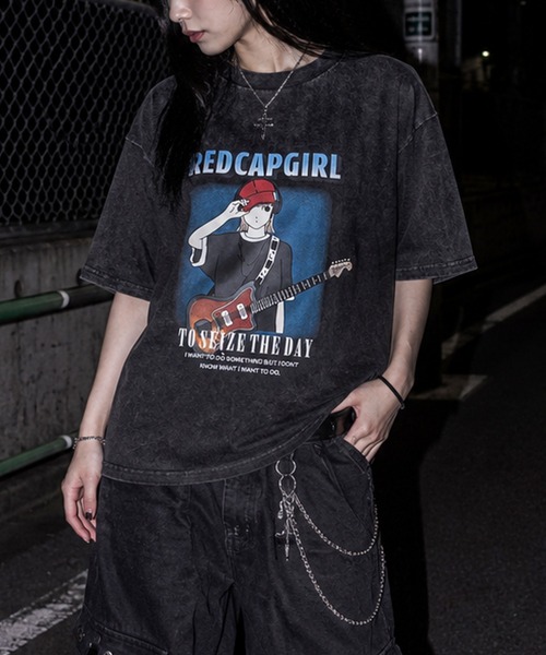 Red Cap Girl(レッドキャプガール)の「【a-r】〔Red Cap Girl/レッドキャップガール〕スノーウォッシュ ヴィンテージ加工イラスト ルーズサイズ Tシャツ(Tシャツ/カットソー・メンズ・ブラック系その他2/ブラック系その他/ブラック系その他4/ブラック系その他3/ブラウン系2/ピンク系2/ピンク系1/ブラウン系1/ブラック系1/ブラック系2・LARGE/MEDIUM/X-LARGE)」の6枚目の写真