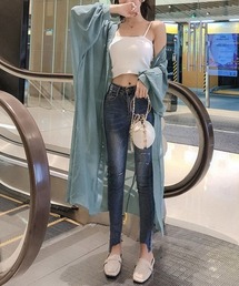 ロングカーディガンレディース シースルー