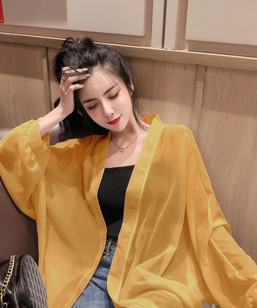 Miniministore(ミニミニストア)の「ロングカーディガンレディース シースルー(カーディガン/ボレロ・レディース・イエロー/ホワイト/ブラック/ライトイエロー/パープル/グリーン・FREE)」の17枚目の写真