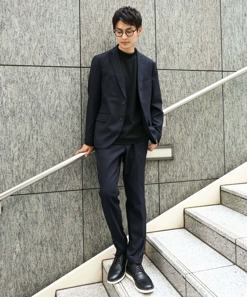 a.v.v（アーヴェヴェ）の「【ビジネス/七五三/セレモニー】シャークスキンストレッチイージースラックス（セットアップ可）（スラックス・メンズ・ネイビー/チャコールグレー・46/48/50）」の4枚目の写真