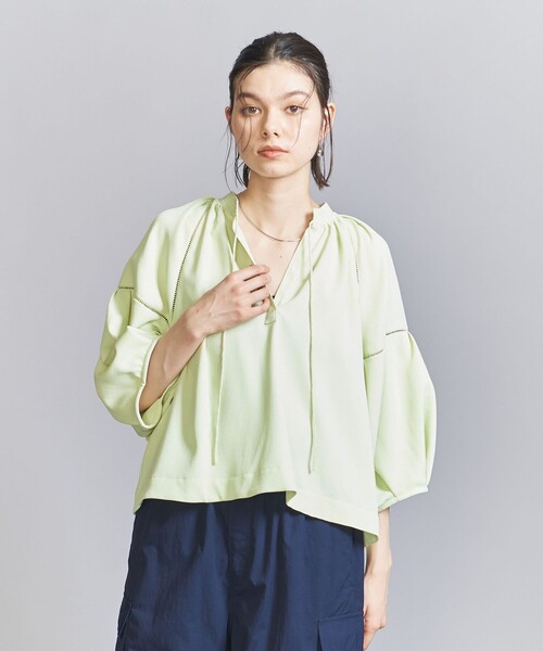 BEAUTY&YOUTH UNITED ARROWS(ビューティーアンドユースユナイテッドアローズ)の「Vネック ボリュームスリーブ トップス(シャツ/ブラウス・レディース・ブラック/ライム/オフホワイト・FREE)」の10枚目の写真