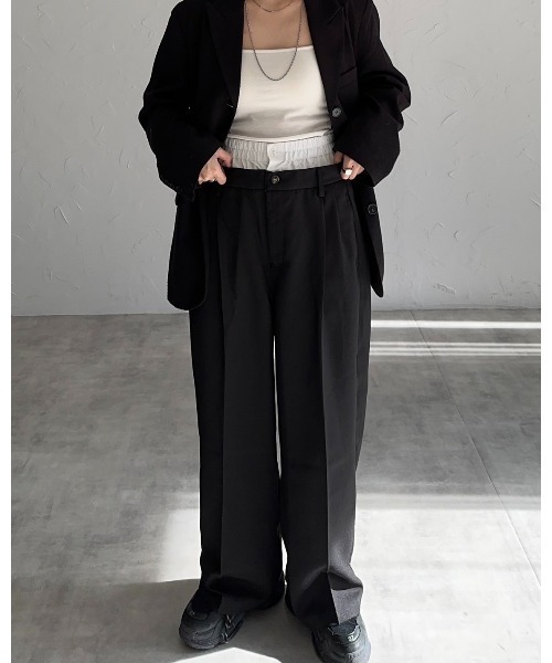 ダブルウエストツータックスラックス（スラックス）｜leimn（レイムン）