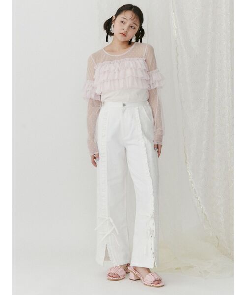 merry jenny（メリージェニー）の「ドットチュールティアードtops（Tシャツ/カットソー・レディース・オフホワイト/ブラック/ピンク・FREE）」の14枚目の写真