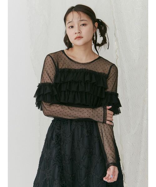 merry jenny（メリージェニー）の「ドットチュールティアードtops（Tシャツ/カットソー・レディース・オフホワイト/ブラック/ピンク・FREE）」の17枚目の写真