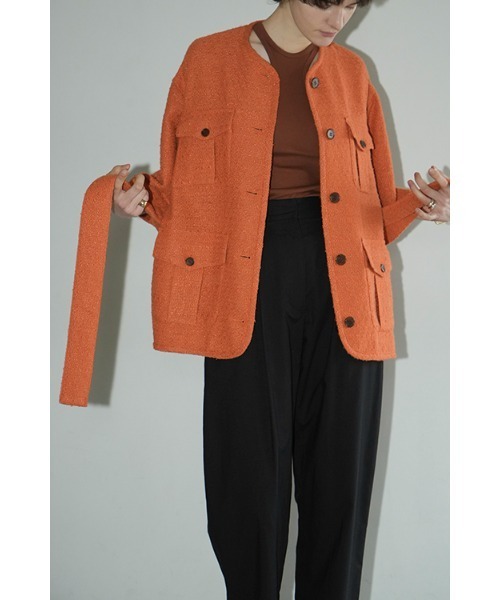 CLANE（クラネ）の「CLANE/クラネ/HALF SLEEVE TWEED JACKET（テーラードジャケット・レディース・ホワイト/オレンジ・1）」の12枚目の写真