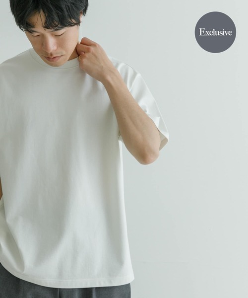 ATON（エイトン）の「『別注』ATON×URBAN RESEARCH　SUPIMA COMPACT JERSEY（Tシャツ/カットソー・メンズ・スミクロ/グリーン系その他/ホワイト・2/4/6）」の2枚目の写真