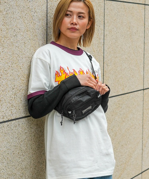 THRASHER（スラッシャー）の「BENCHMARK WAIST BAG/スラッシャー撥水加工シンプルデザインウエストボディバッグ（ボディバッグ/ウエストポーチ・メンズ・ブラック×イエロー/ブラック×ホワイト/ブラック系その他・FREE）」の10枚目の写真