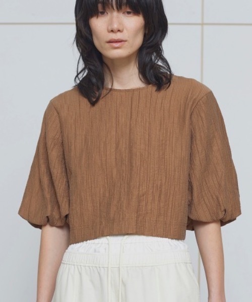 フランス　ビンテージ　リネン　ジャケット　クロップド バルーンスリーブ TENTO（テント）の「バルーンスリーブ クロップドブラウス（シャツ