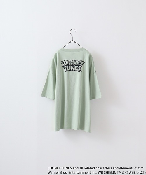 TWEETY(トゥウィーティー)の「TWEETY転写プリントオーバーサイズTシャツ(Tシャツ/カットソー・レディース・杢グレー/オフホワイト/チャコール/モカ/ミント/ラベンダー・XL/L/M)」の19枚目の写真