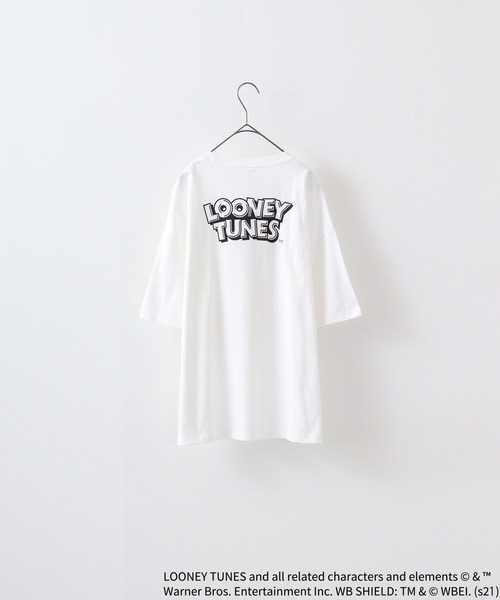 TWEETY(トゥウィーティー)の「TWEETY転写プリントオーバーサイズTシャツ(Tシャツ/カットソー・レディース・杢グレー/オフホワイト/チャコール/モカ/ミント/ラベンダー・XL/L/M)」の9枚目の写真