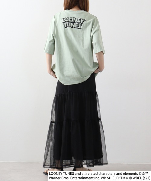 TWEETY(トゥウィーティー)の「TWEETY転写プリントオーバーサイズTシャツ(Tシャツ/カットソー・レディース・杢グレー/オフホワイト/チャコール/モカ/ミント/ラベンダー・XL/L/M)」の7枚目の写真