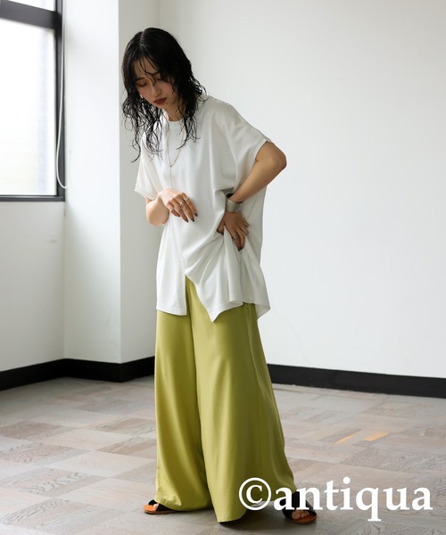 antiqua(アンティカ)の「アシメフレンチトップス(Tシャツ/カットソー・レディース・ホワイト/ブラック・FREE)」の3枚目の写真