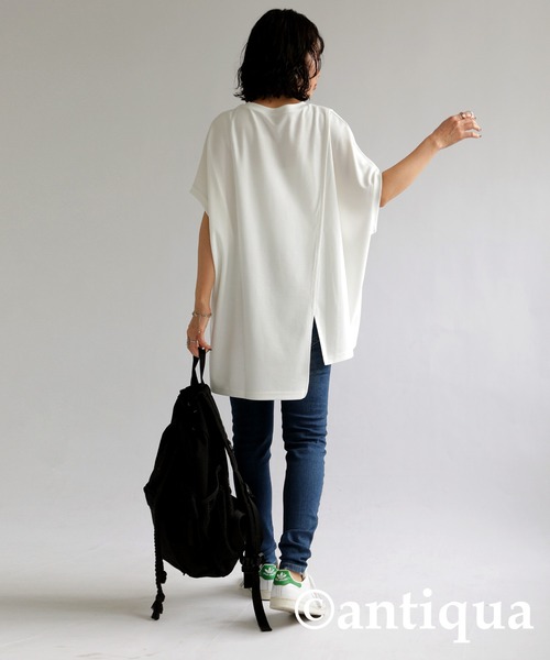 antiqua(アンティカ)の「アシメフレンチトップス(Tシャツ/カットソー・レディース・ホワイト/ブラック・FREE)」の7枚目の写真