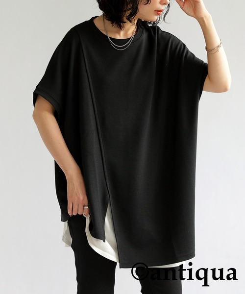 antiqua(アンティカ)の「アシメフレンチトップス(Tシャツ/カットソー・レディース・ホワイト/ブラック・FREE)」の10枚目の写真