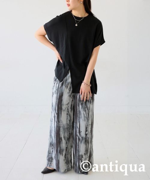 antiqua(アンティカ)の「アシメフレンチトップス(Tシャツ/カットソー・レディース・ホワイト/ブラック・FREE)」の13枚目の写真
