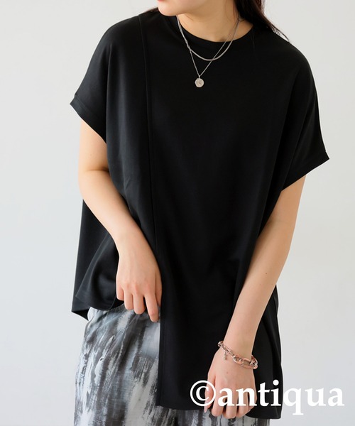 antiqua(アンティカ)の「アシメフレンチトップス(Tシャツ/カットソー・レディース・ホワイト/ブラック・FREE)」の12枚目の写真