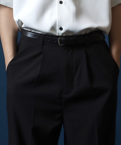 ANPAS（アンパス）の「Oil Leather Narrow Belt 20mm/別注 牛革 オイルレザー ナローベルト レザー 20mm（ベルト・メンズ・ブラック/ダークブラウン・FREE）」の10枚目の写真