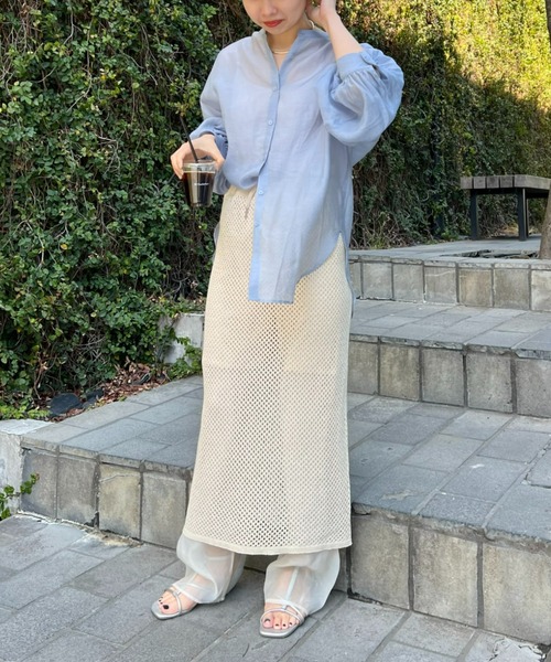 WILLOW(ウィロー)の「【willow】テープヤーンスカートレイヤードシアーパンツ(スラックス・レディース・ブラック/アイボリー・ONE SIZE)」の15枚目の写真