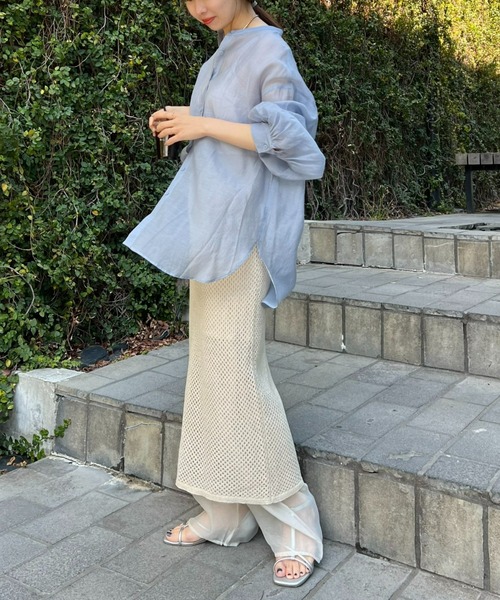 WILLOW(ウィロー)の「【willow】テープヤーンスカートレイヤードシアーパンツ(スラックス・レディース・ブラック/アイボリー・ONE SIZE)」の16枚目の写真