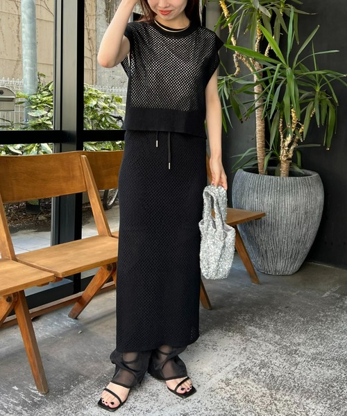 WILLOW(ウィロー)の「【willow】テープヤーンスカートレイヤードシアーパンツ(スラックス・レディース・ブラック/アイボリー・ONE SIZE)」の12枚目の写真