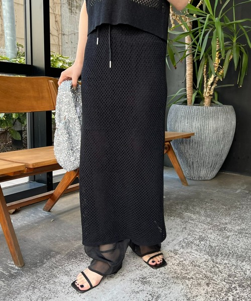 WILLOW(ウィロー)の「【willow】テープヤーンスカートレイヤードシアーパンツ(スラックス・レディース・ブラック/アイボリー・ONE SIZE)」の8枚目の写真