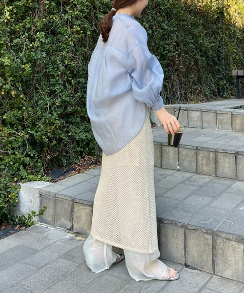 WILLOW(ウィロー)の「【willow】テープヤーンスカートレイヤードシアーパンツ(スラックス・レディース・ブラック/アイボリー・ONE SIZE)」の18枚目の写真