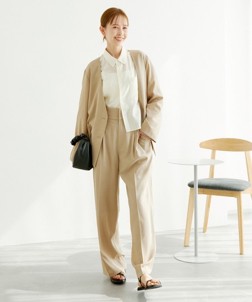 ROPE' PICNIC（ロペピクニック）の「クロップドシアーシャツ（シャツ/ブラウス・レディース・ネイビー/レッド/ピンク/ホワイト系その他/ベージュ/サックスブルー・38）」の7枚目の写真