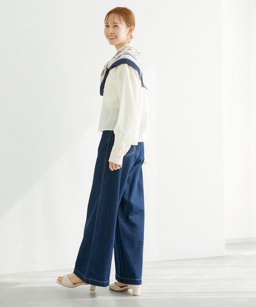 ROPE' PICNIC（ロペピクニック）の「クロップドシアーシャツ（シャツ/ブラウス・レディース・ネイビー/レッド/ピンク/ホワイト系その他/ベージュ/サックスブルー・38）」の13枚目の写真