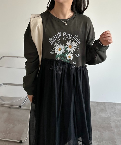 apres jour mignon(アプレジュールミニョン)の「チュール×スウェットワンピース【ZOZOTOWN限定アイテム】(ワンピース・レディース・ブラック/ブラック系その他・MEDIUM/SMALL/X-LARGE)」の11枚目の写真